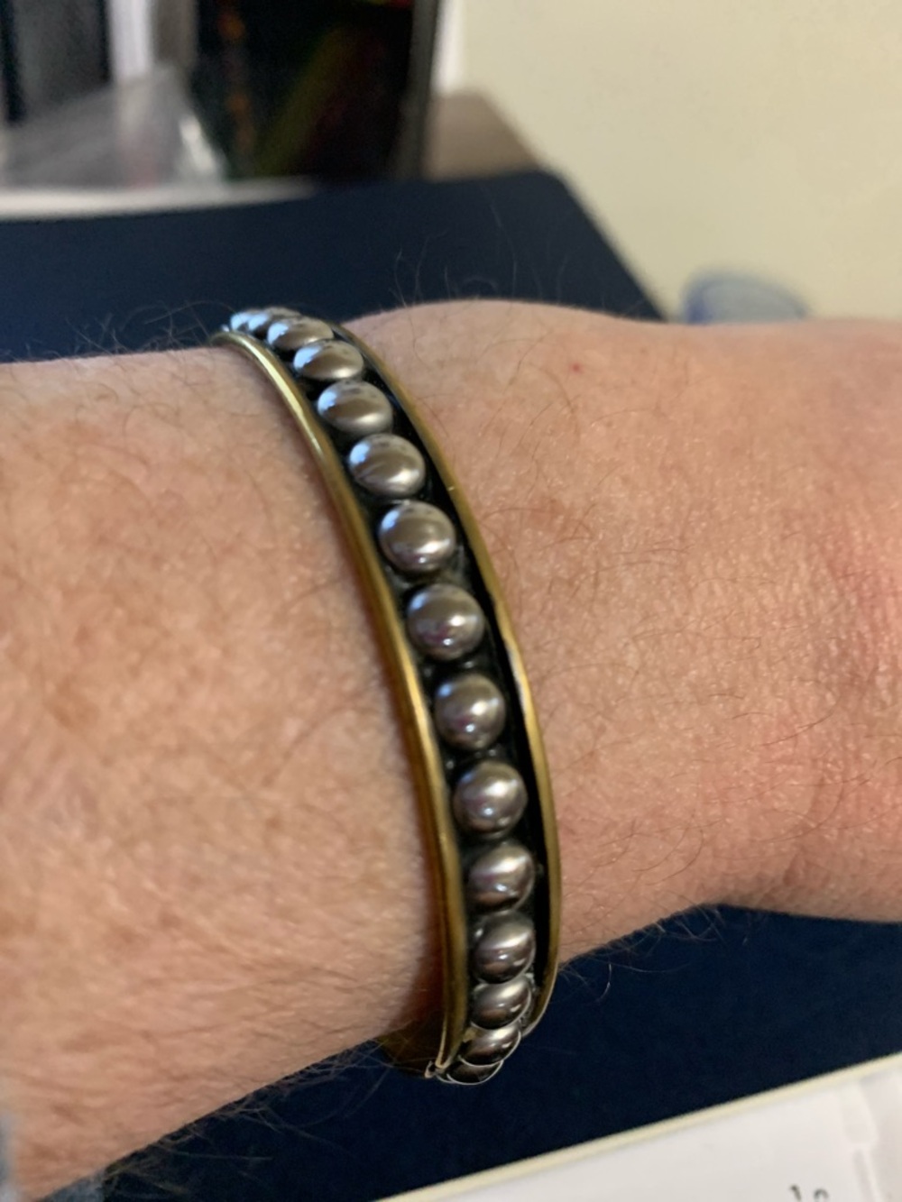 Classic Two-Tone Bead Cuff Bracelet - Silver and Gold